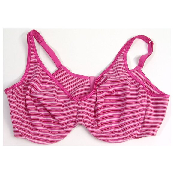 New Cacique Bra Unlined Underwire 46C Barbie Pink Stripes - Lane Bryant Cotton - Picture 1 of 2